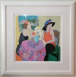 Itzchak Tarkay Gossip 246/300 Numbered Hand Signed Serigraph 43x43 Framed
