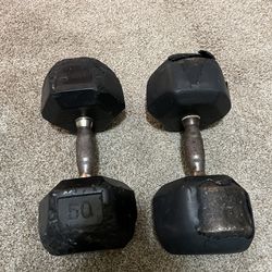 Pair of 50 Pound Dumbbells 