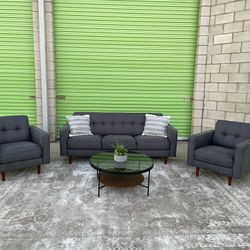 *Free Delivery* Gray Modern Living Spaces Couch Sofa Chair Set