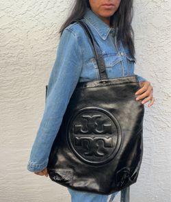 New Black Tory Burch Leather Tote Bag