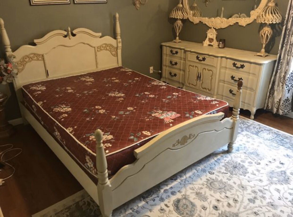 Queen Bedroom Set (Bedframe, Dresser, Chest, Mattress, and Boxspring)