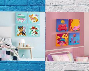 Kids Character Canvas Wall Art Panels Set