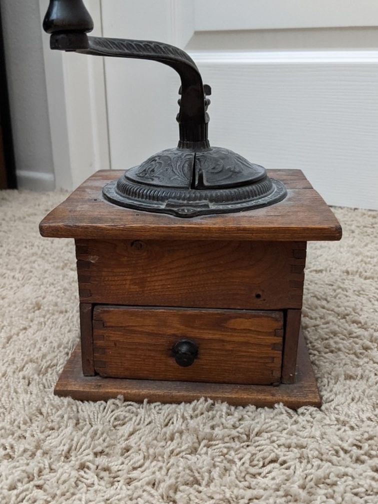 Arcade Imperial Wood and Iron Coffee Grinder Vintage Antique