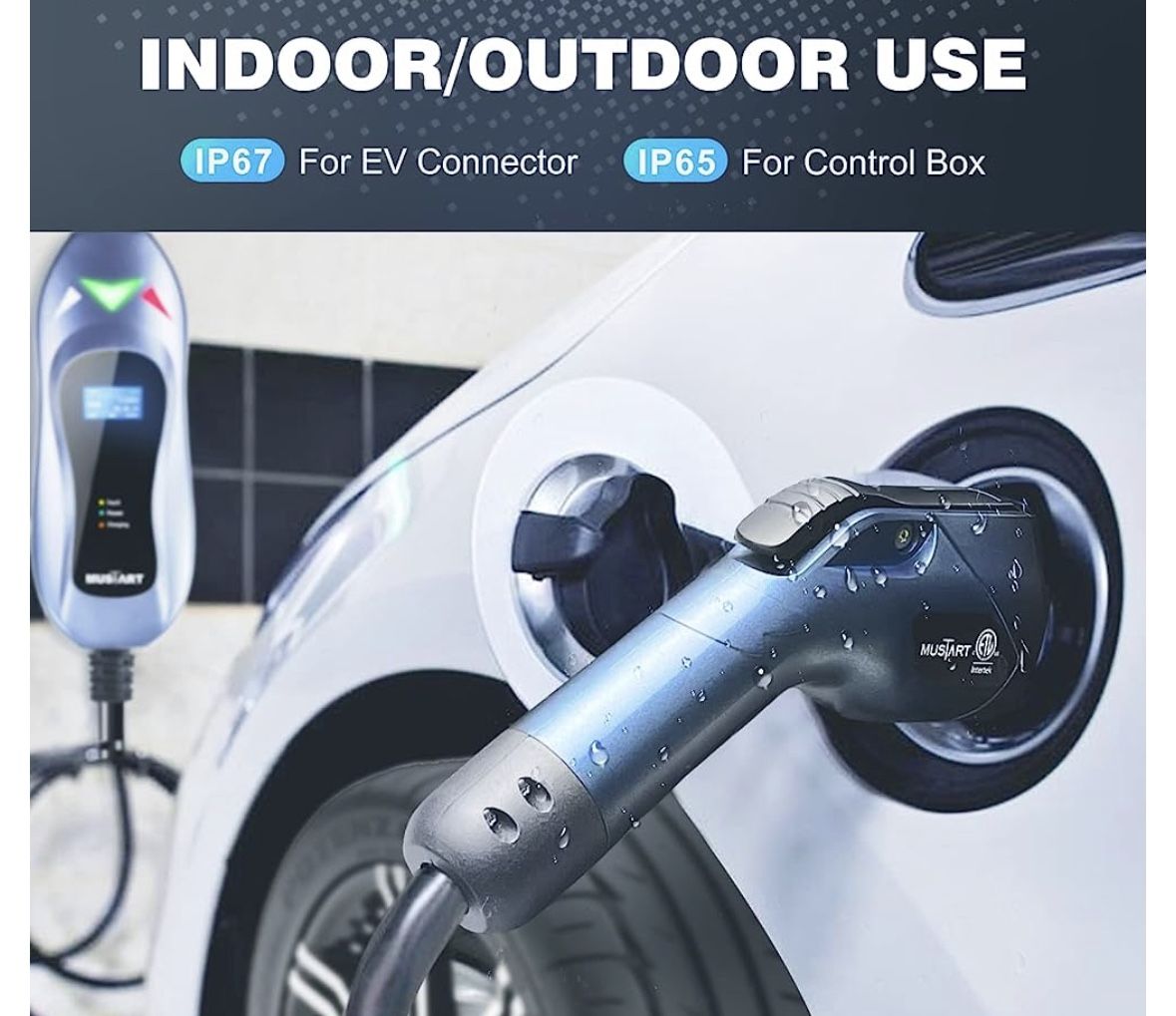 MUSTART Level 2 Portable EV Charger (40 Amp, 240 Volt, 25ft Cable