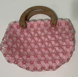 Hand Beaded Pink Bag