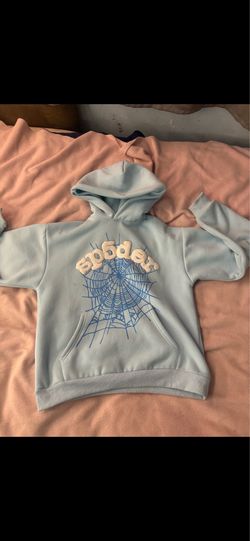 Sp5der hoodie light blue
