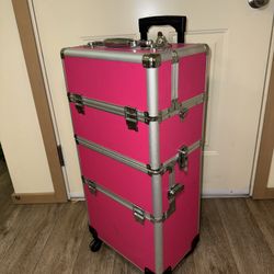 Makeup Train Case 3 in 1 Cosmetic Professional Makeup Train Case with Wheels – Rolling Cosmetic Orga