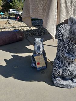 Stone Squirrel Garden Statue