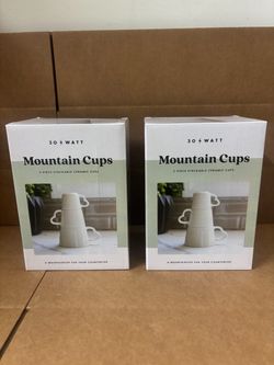 (2) 30 Watt Mountain 3-Piece Stackable Ceramic Mountain Cup Sets White