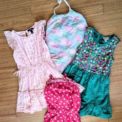 Lot Of 4 Boutique Summer Gymboree Girls Dresses Sun Dress Jumper Romper Sizes 7/8 Girls