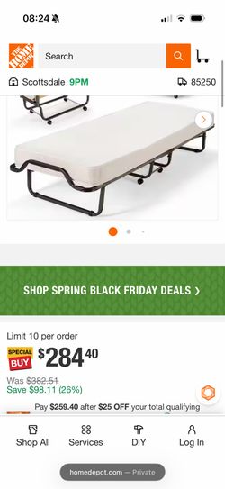 Foldable twin size bed with mattress on rollers
