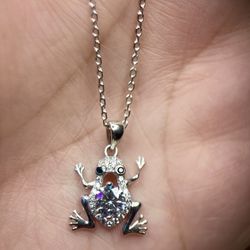 Sterling Silver Frog Necklace 
