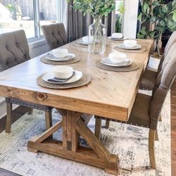 Custom Dining Table Farmhouse Country French Modern Rustic Solid Wood Set Restoration Hardware Insp Bench Hand Built Round Oval Counter Breakfast  