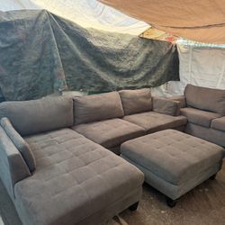 Gray Couch With Ottoman Great Condition Clean We Sell All The Time Delivery $40 Local