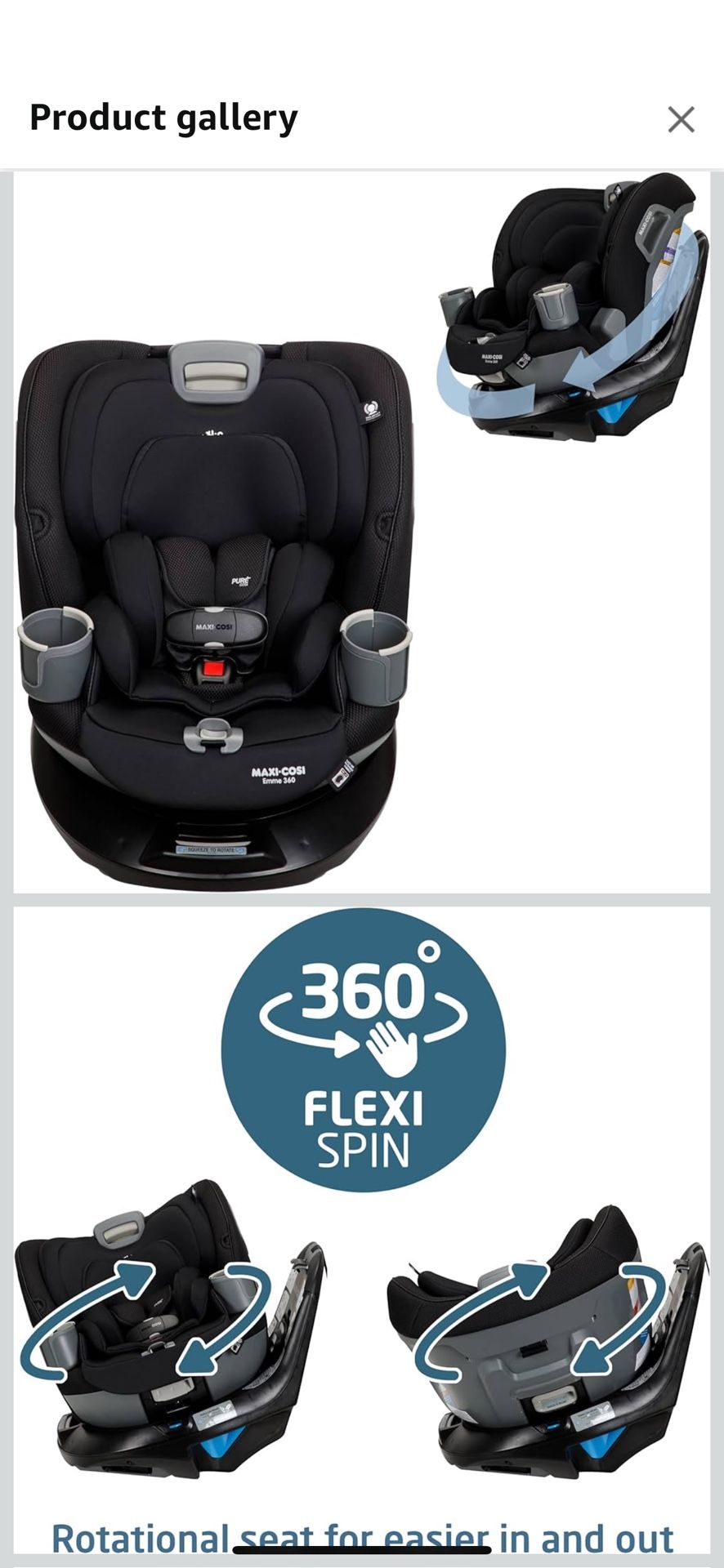 ****** BRAND NEW Maxi-Cosi Emme 360 Rotating Convertible Car Seat in Midnight Black *****