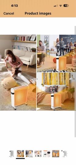 1) Electric Space Heater 1500W Panel Convector Heater with Wheels for Indoor Use Room Sizes up to 215ft. 40 45$