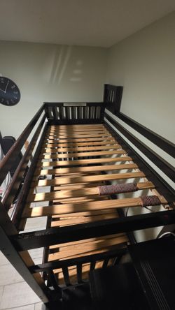 Twin bunk bed/ 2 twin bed frame/ loft bed  with stairs and storage