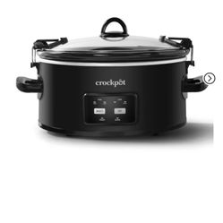 Crock-Pot 6qt Cook & Carry One Touch Programmable Slow Cooker Matte Black: Locking Lid, Removable Stoneware Pot