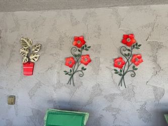 Metal Floral Wall Art Decor Set of 3