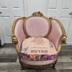 Vintage Chair- Pink And Gold.