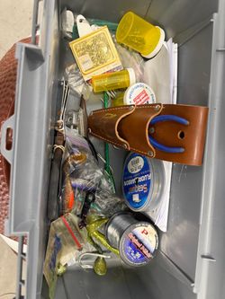 Fishing accessories, hooks, sinkers, fishing line, etc
