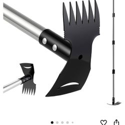 Weed Puller Tool with Long Handle(58IN), 2-in-1 Gardening Hand Tools Weeds Remover, Weeder Rake & Garden Hoe Combo, Manual Weeding Puller Tool for Gar