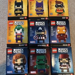 Lego BrickHeadz 1-9, Joker, Batman, Robin, Batgirl, Hulk, Iron Man, Black Widow, Captain America, Jack Sparrow