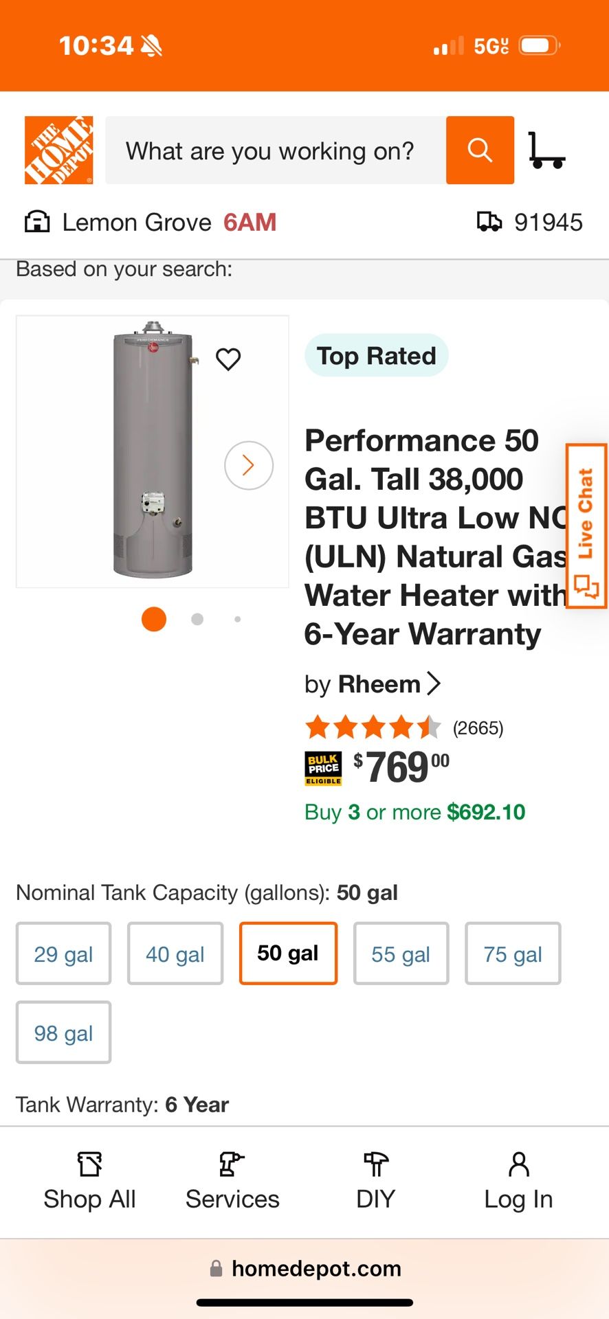 50 Gallon Natural Gas Water Heater
