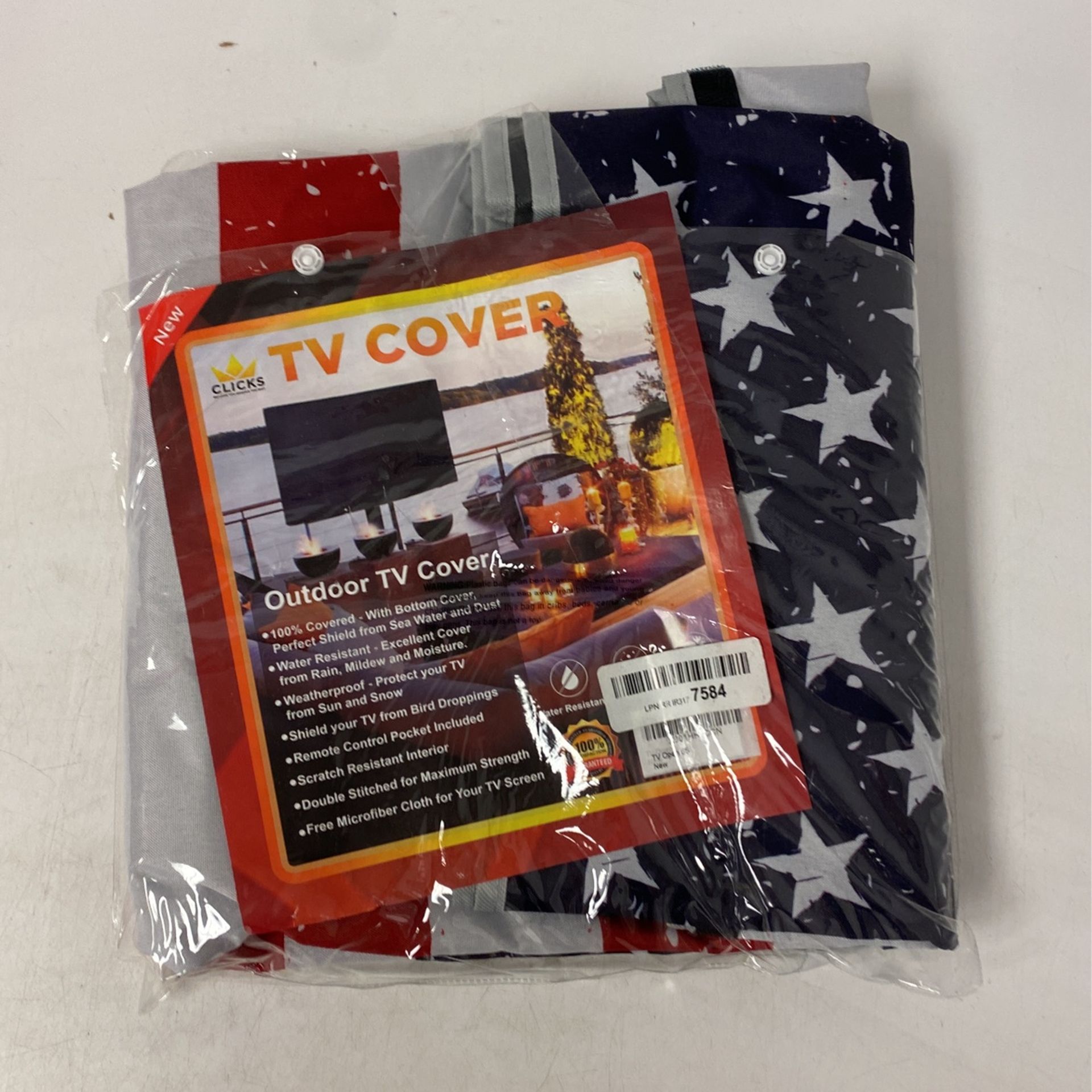 Clicks, outdoor tv cover size 55, american flag design, open box