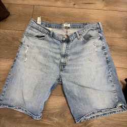 Light wash denim shorts with a relaxed fit