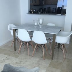 CB2 Marble And Metal Dining Table 