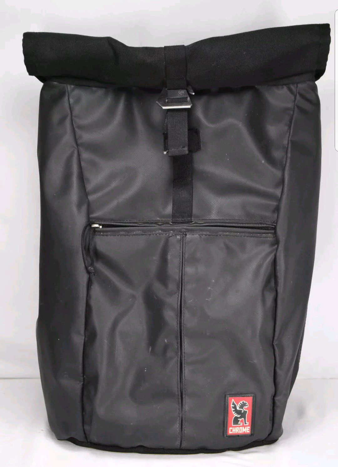 Chrome YALTA Black Laptop Roll Top Backpack.