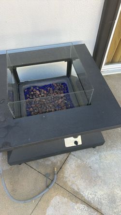 Modern Black 34” Square Gas Fire Pit Table – Patio/Outdoor