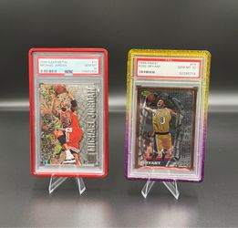 1996 Fleer Metal Michael Jordan #11 and 1996 Kobe Finest Rookie #74 - PSA 10