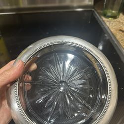 Lead Crystal & Silverplate candy dish or cigar/ashtray