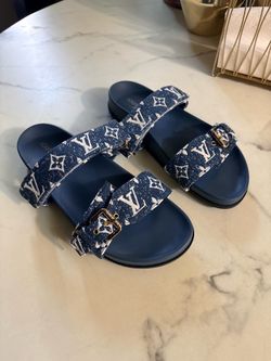 Brand new Blue monogram slide sandals