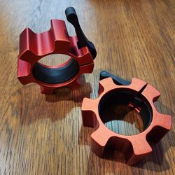 Aluminum Lever Barbell Collar (pair) RED
