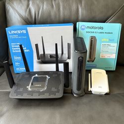 Motorola Cable Modem + LinkSys Wireless Router + LinkSys Extender 