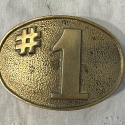 Number #1 Solid Brass 1970s Vintage Belt Buckle