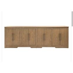 Dovetail Delacruz 106” Natural Wood Sideboard Buffet Cabinet Media Console