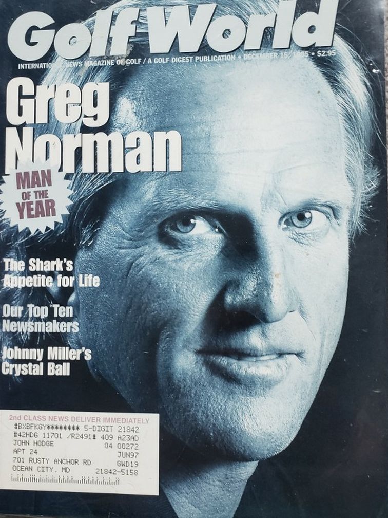 Vintage Golf World Magazine Greg Norman Man Of The Year Special Annal Issue December 15, 1995