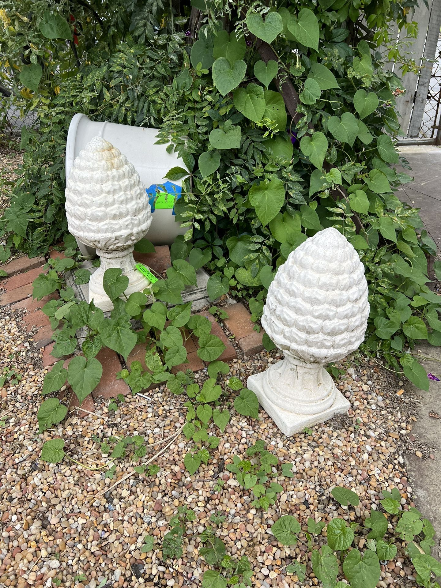 Pair Cement Pine Cone Topiary’s 