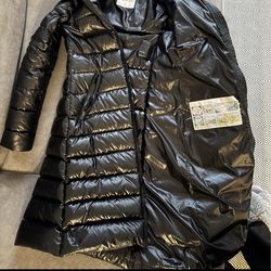 Moncler Black Long Hooded Puffer Coat (Size 0)