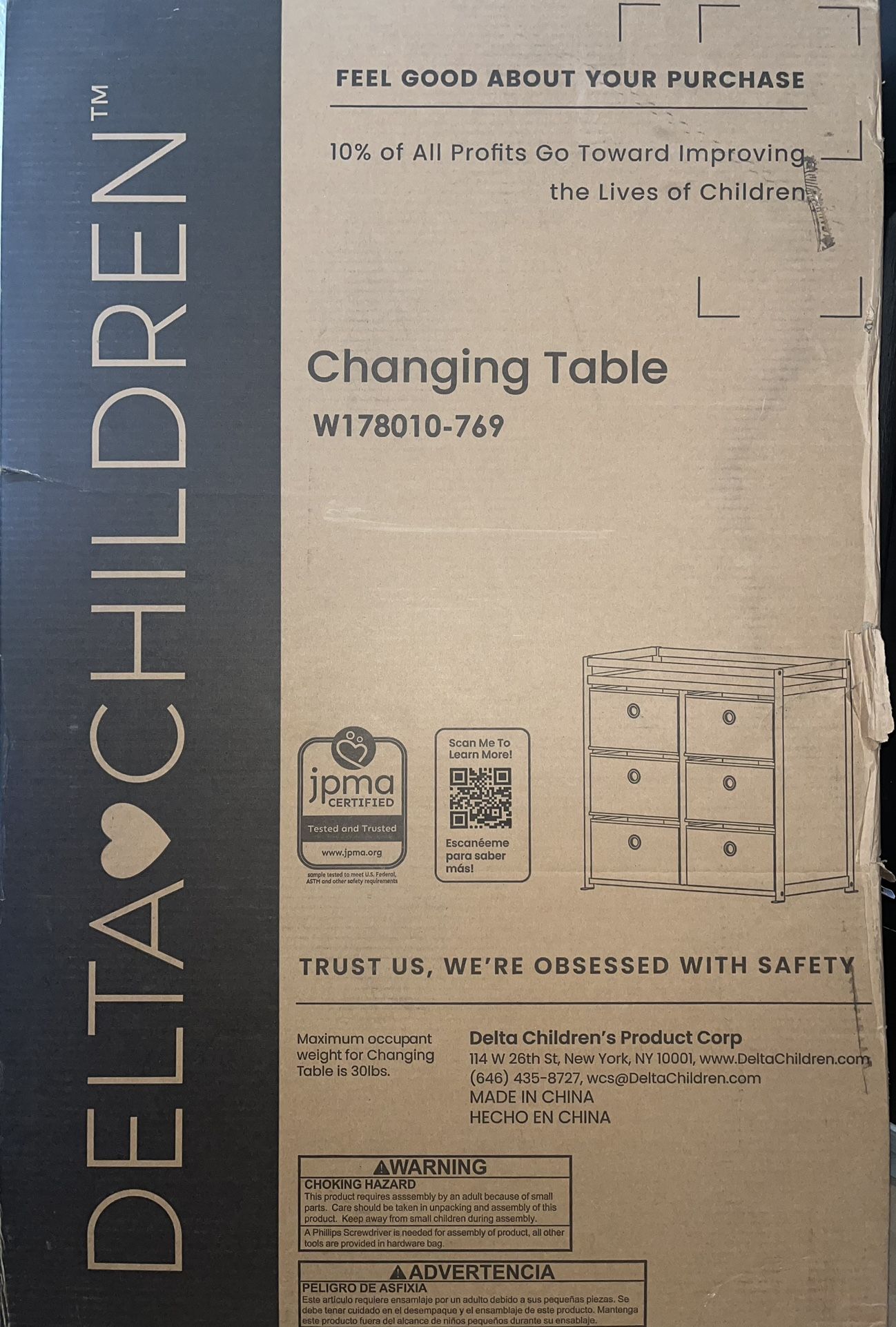 Delta Changing Table With Favor Bins 