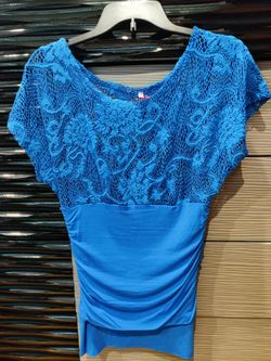 Royal Blue Top, Tunic, M