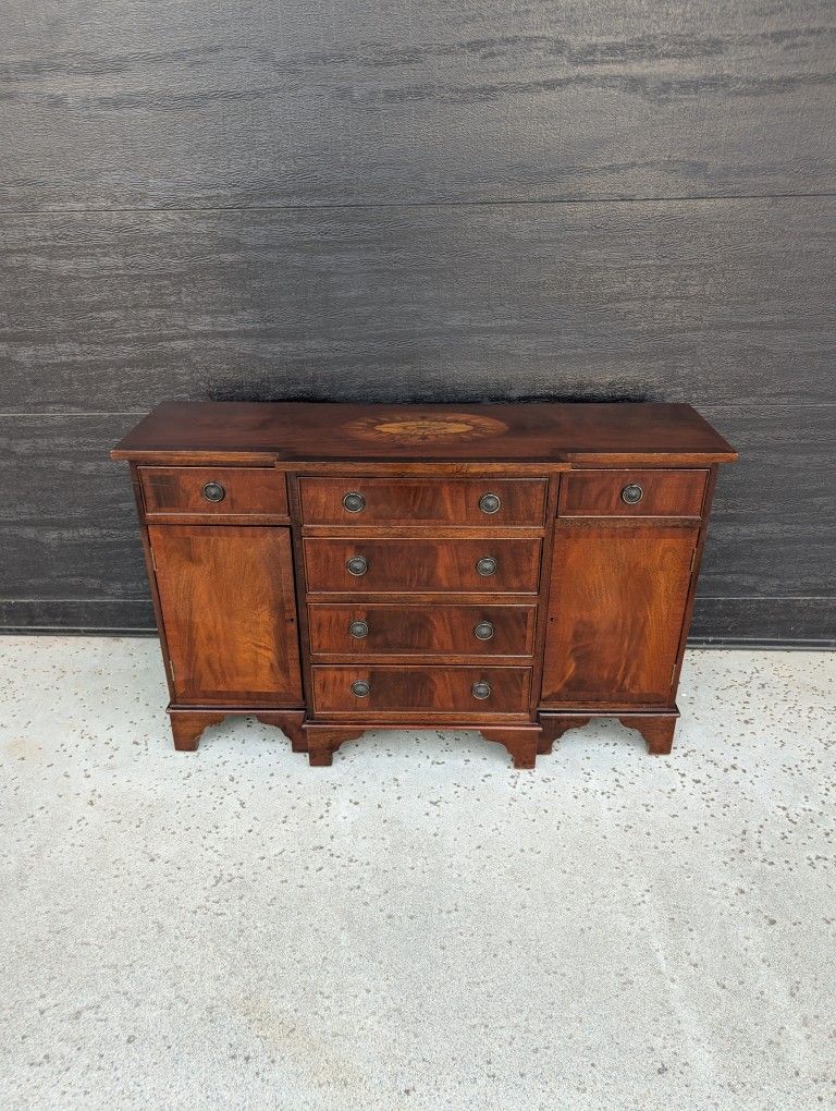 Antique Inlaid Dresser Console Buffet Cabinet