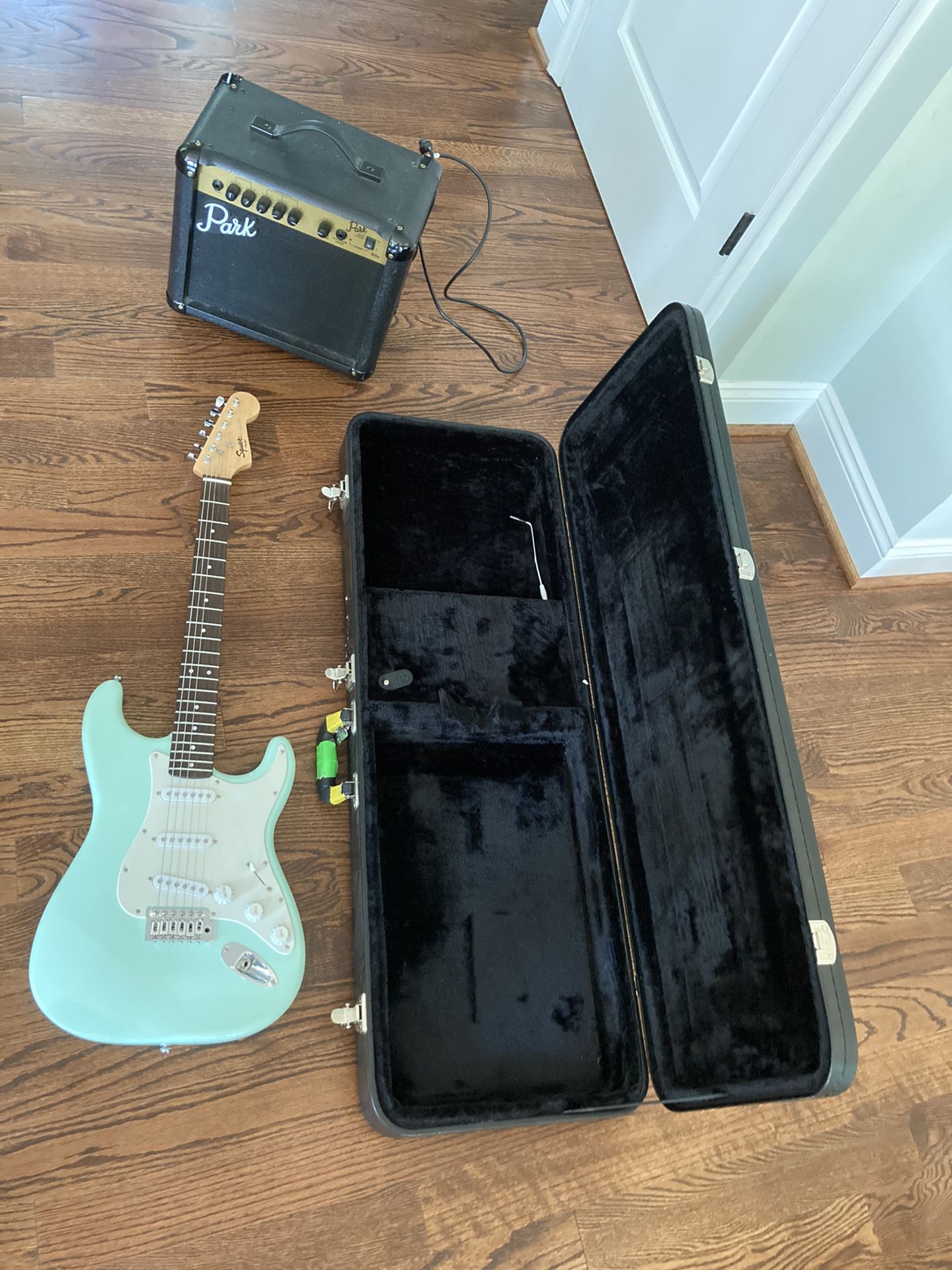 Fender Squier electric guitar with case and Park amp
