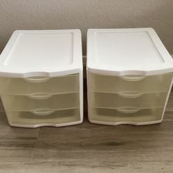 Sterilite Set of 2 Plastic 3-Drawer Storage Organizer Organization Units