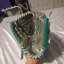 Rawlings Gold Glove Co. Junior Softball Basket-Webbed Glove - Teal And Gray