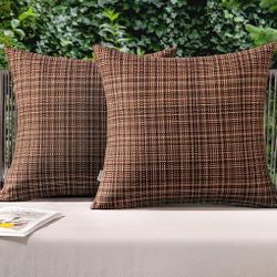 MIULEE Outdoor Waterproof Throw Pillow Covers Decorative Farmhouse Water Resistant Cushion Covers for Tent Patio Garden Couch Sofa Pack of 2, 18x18 In